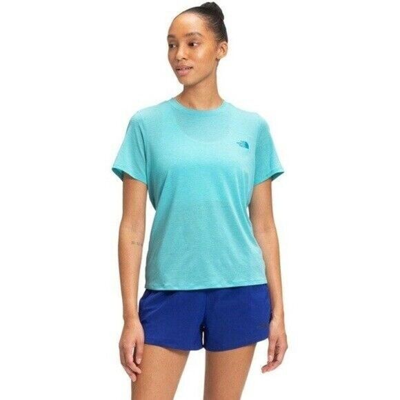 The North Face Women's Maui Blue Wander Twist Back Short Sleeve T-Shirt Small - Picture 1 of 9